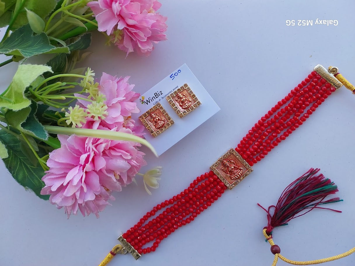 Beautiful Red Choker With Laxhmi ji at the center