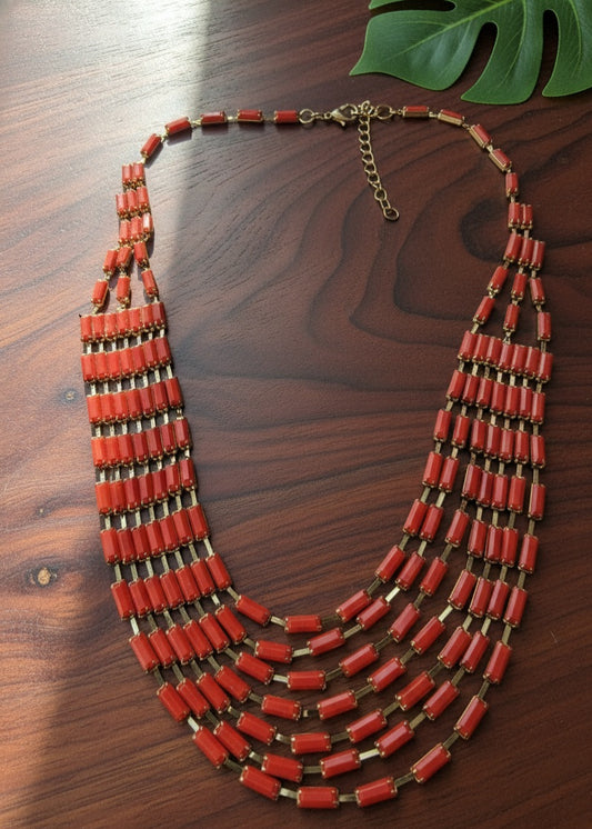 Coral Necklace & Dangle Earrings