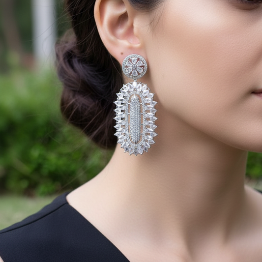 Tiered Rhinestone Statement Earrings