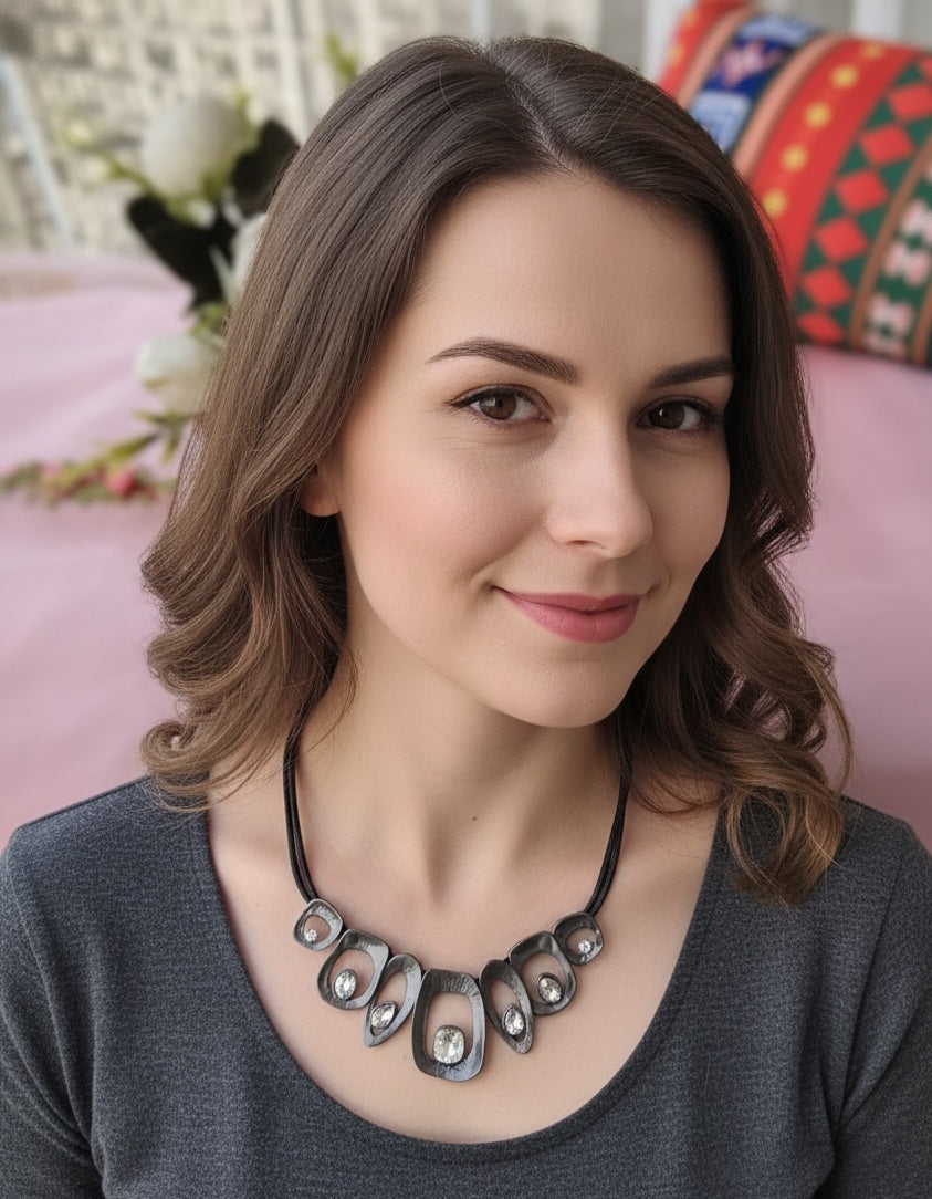 Abstract Black Resin Statement Necklace