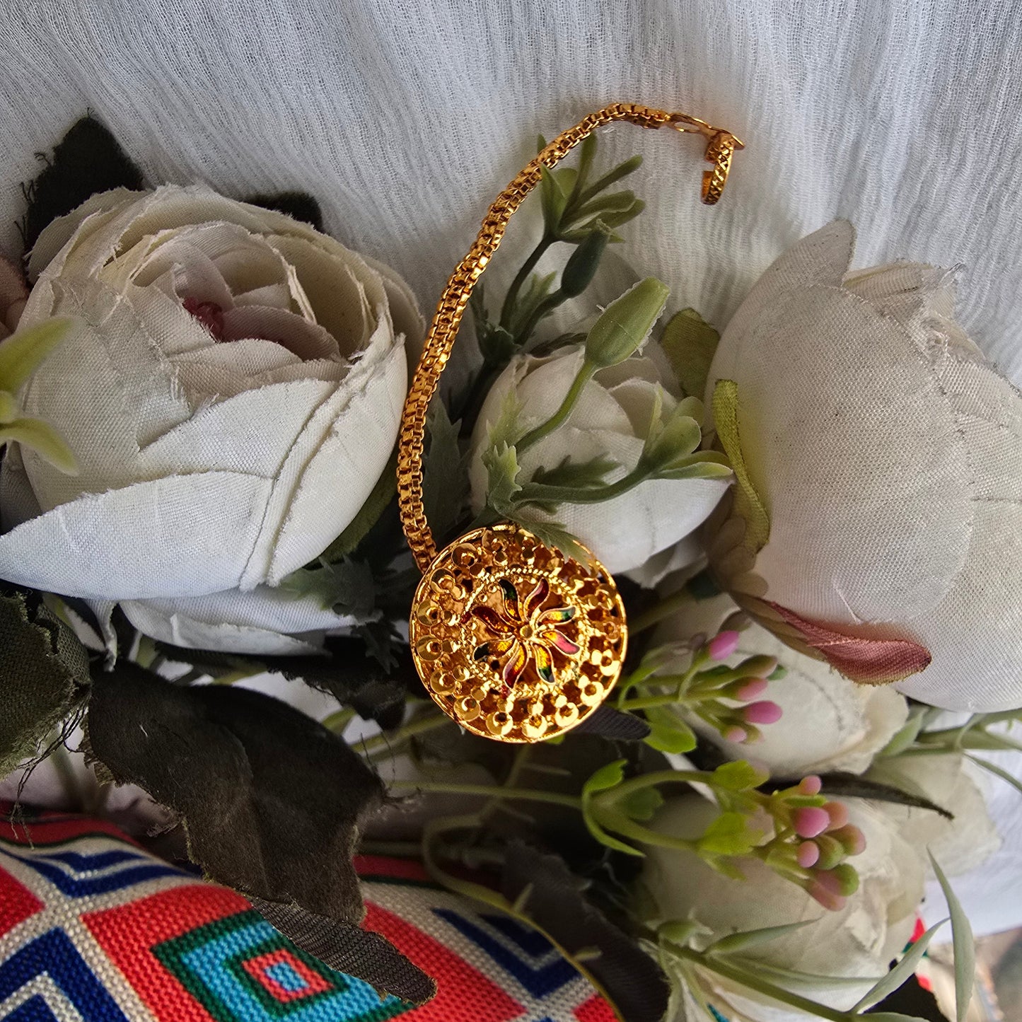 Traditional Gold Plated Borla Maang Tikka for Women | Rajasthani Bridal Borla | Wedding & Festive Forehead Jewelry