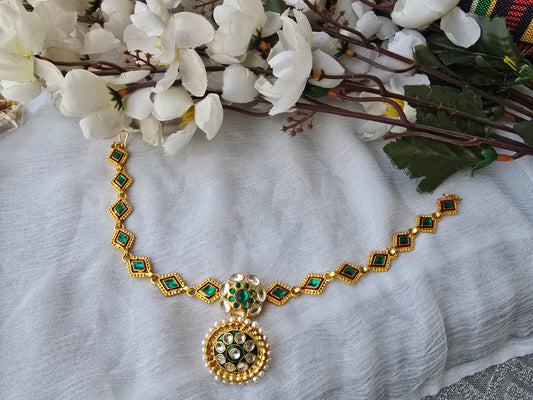 Emerald Green & Gold Matha Patti