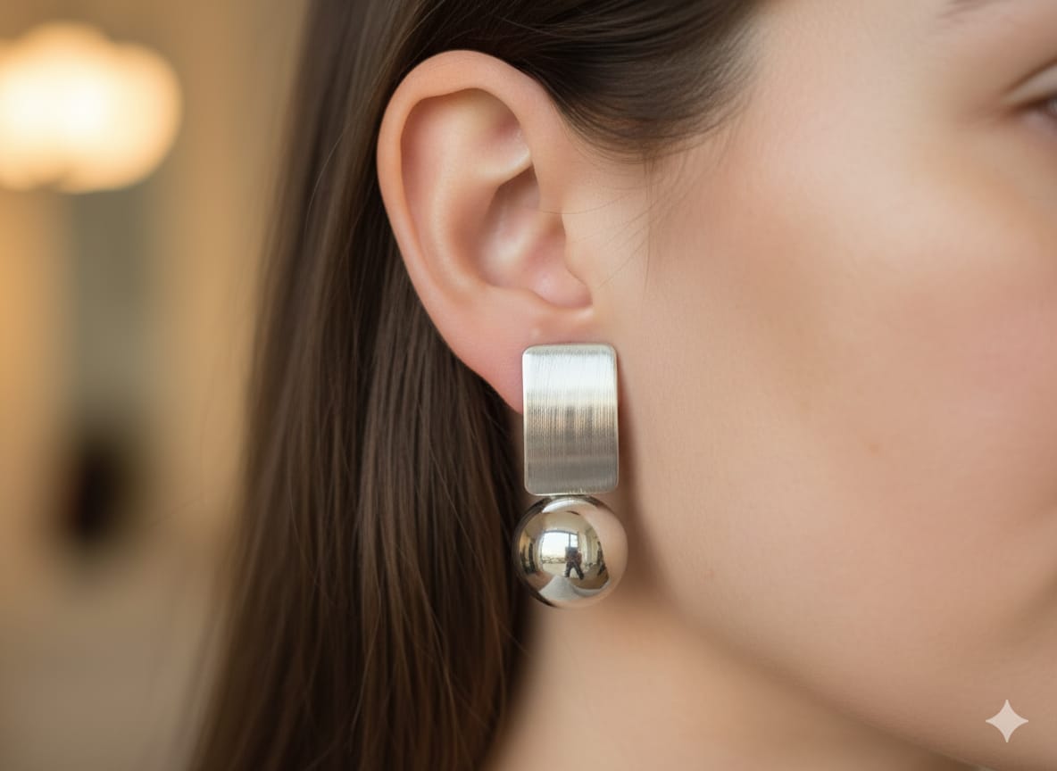 Minimalist Bar and Ball Earrings