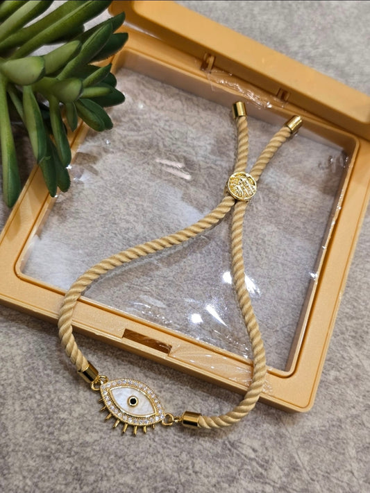 Mother-of-Pearl Evil Eye Cord Bracelet