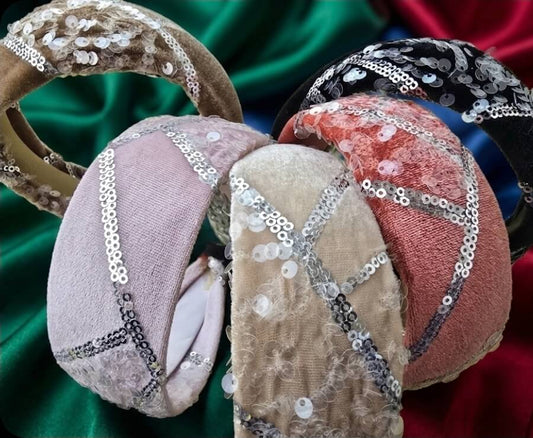 Broad Velvet Hairbands with Sequinn Work