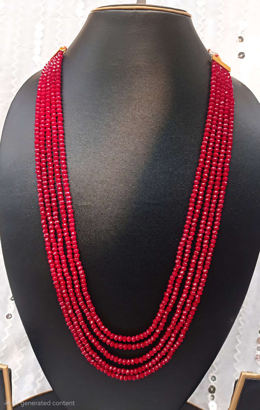 Classic Multi-Layer Red Beaded Necklace