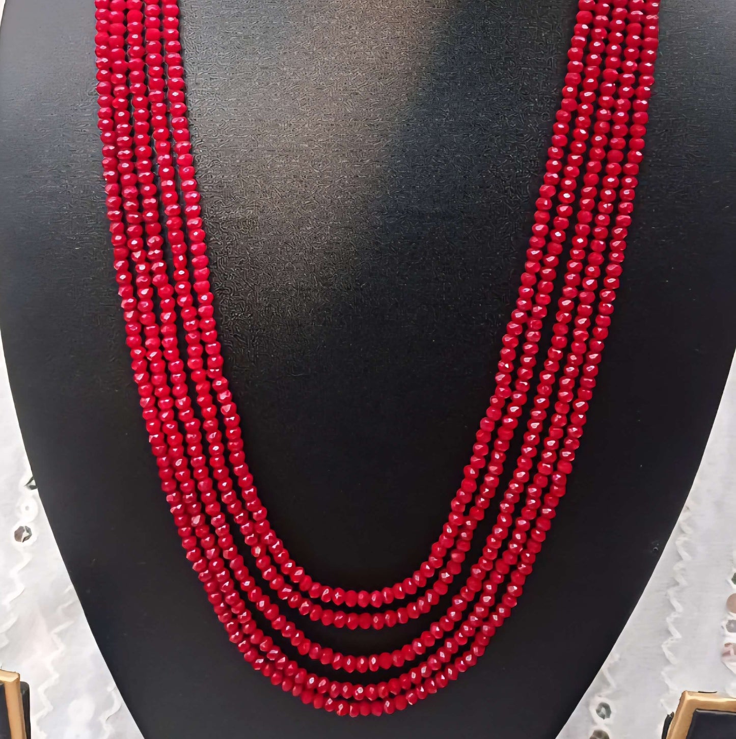 Classic Multi-Layer Red Beaded Necklace