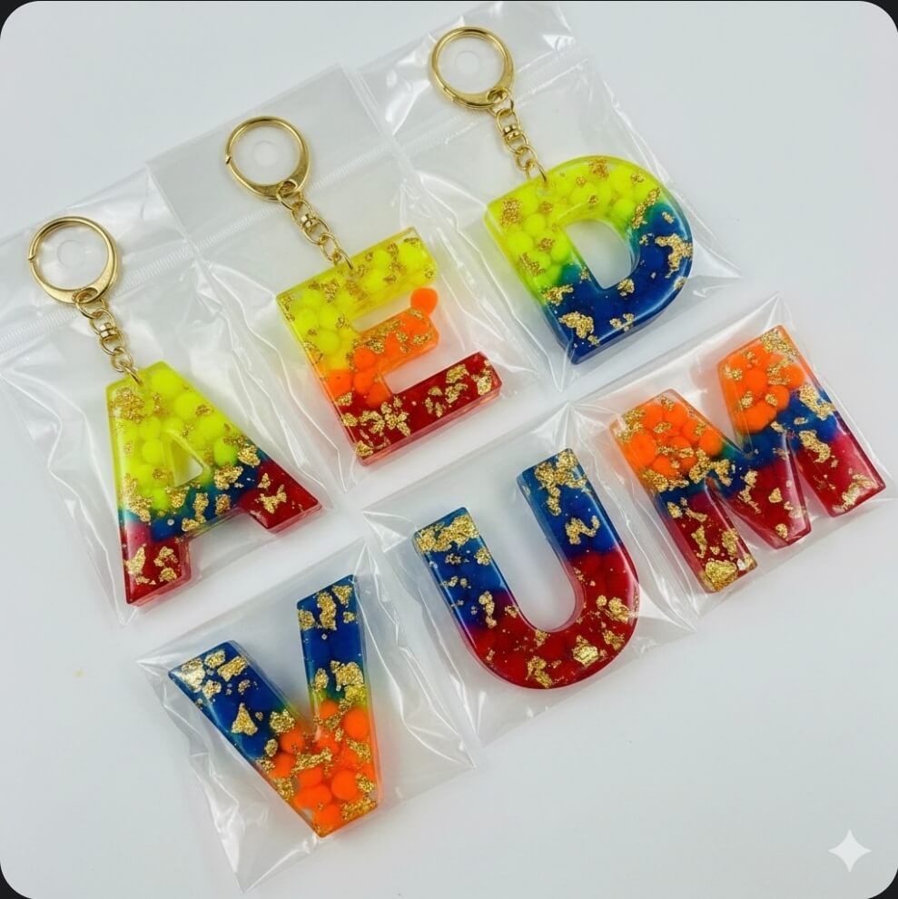 Personalized Alphabet Resin Keychains