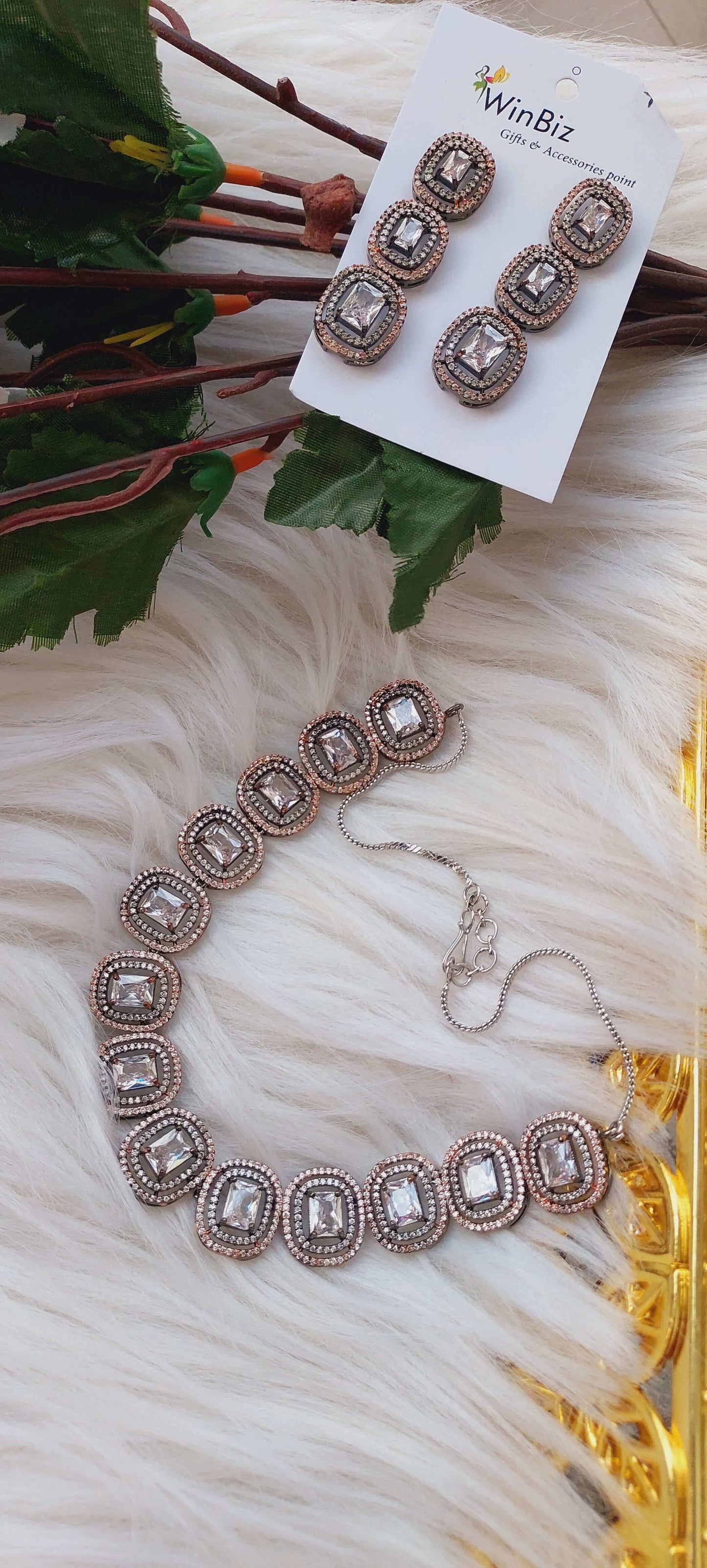 Dual tone AD set with Rhodium Polish