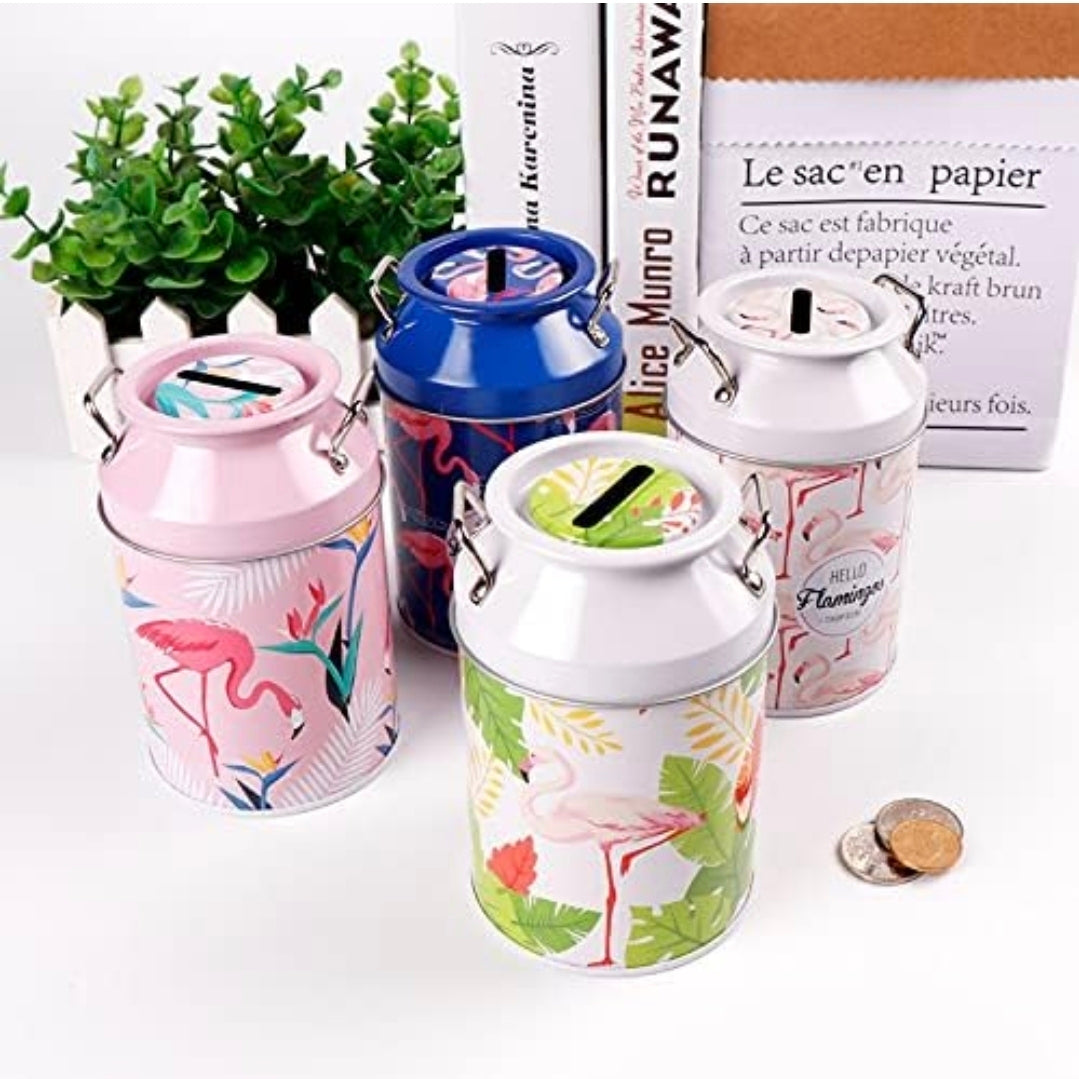 Flamingo Metal Piggy Bank for Kids | Coin Saving Money Bank | Any Random Design