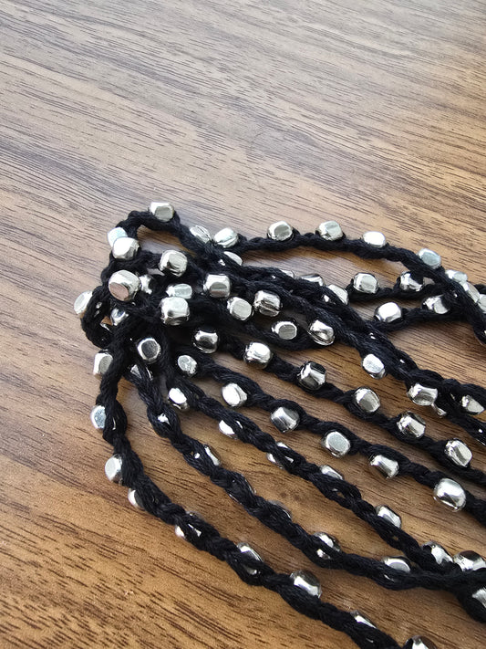 Multi Strands metal beaded Black neckpiece