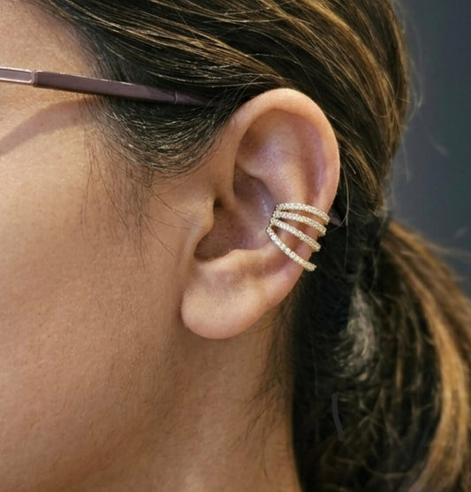Luxury Multi-Layer CZ Ear Cuff Clip (Anti-Tarnish | No Piercing)