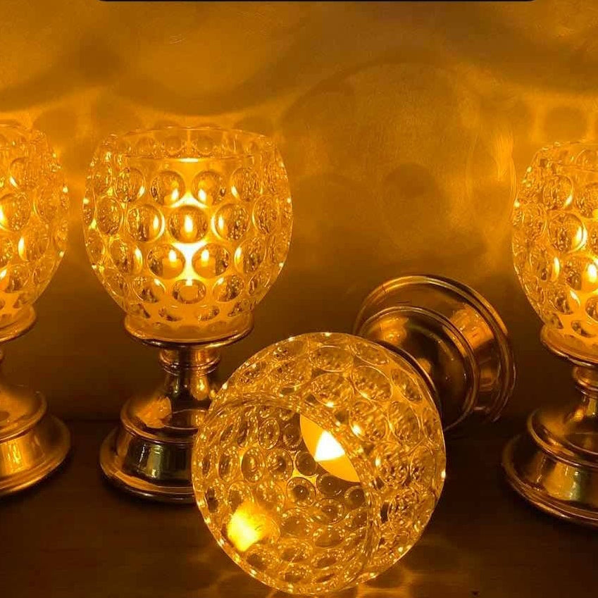 Crystal Design Plastic Tealight Candle Holder | Decorative Votive Holder for Home Décor