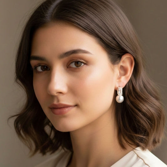 Anti Tarnish CZ & Pearl Earrings for Women | Elegant Party Wear