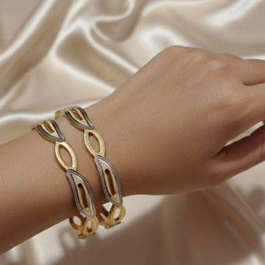Premium Dual Tone Metal Bangles | Gold & Silver Designer Bracelet Bangles