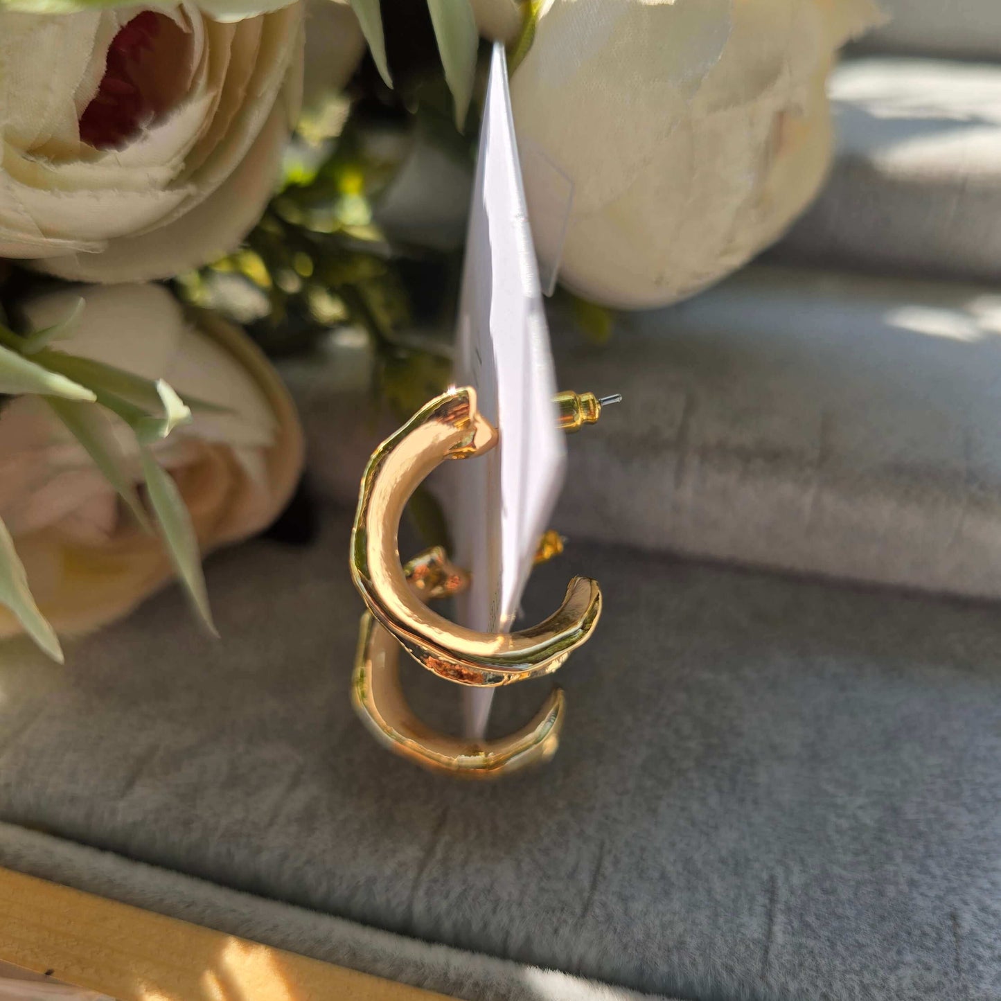 Anti Tarnish Chunky Gold Semi Hoop Earrings | Everyday Fashion Jewelry