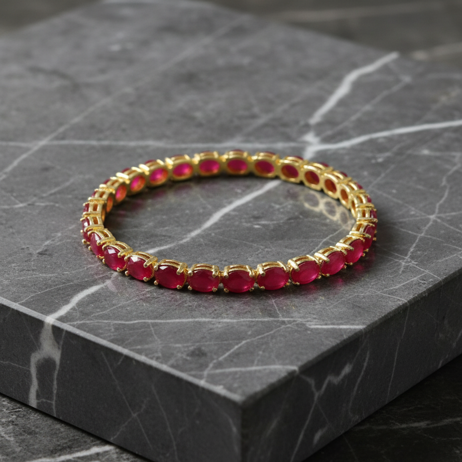 Ruby Stone Studded Bangles (Set of 2)