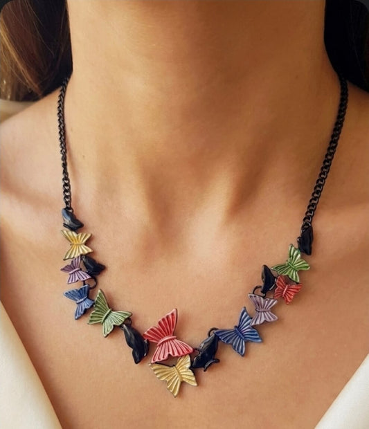 Multicolor Butterfly Necklace