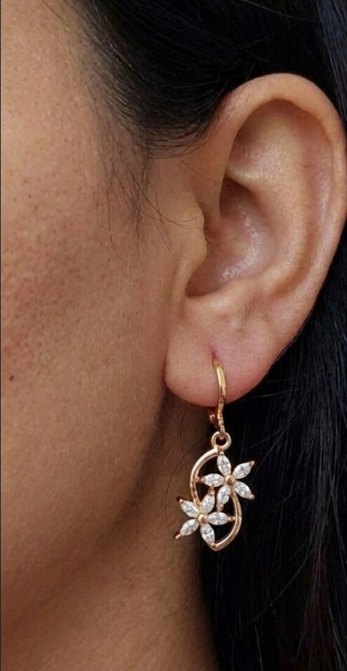 Cute small floral drop AD earrings
