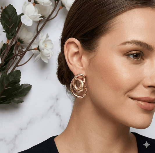 Elegant Gold Plated Abstract Loop Earrings for Women | Statement Party Jewelry