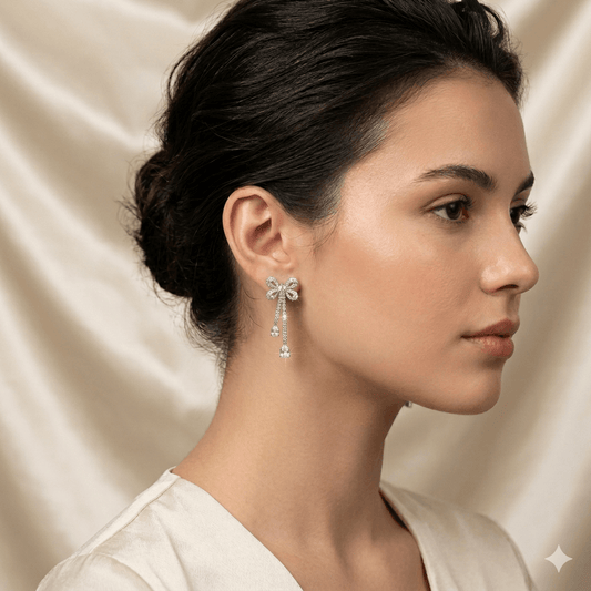 Chic Bow Shaped Drop Earrings | Lightweight Party Wear Jewellery for Girls & Women