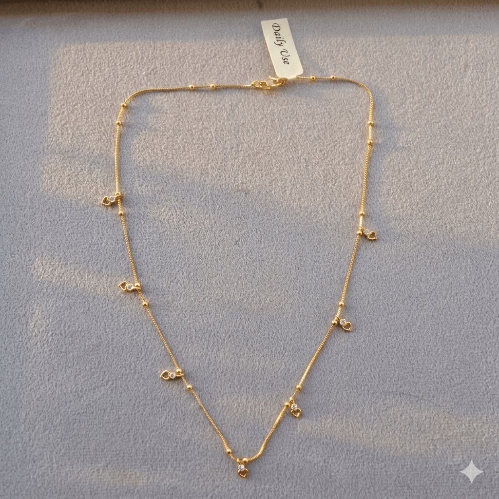 Golden Heart Charm Anti-Tarnish Daily Wear Chain