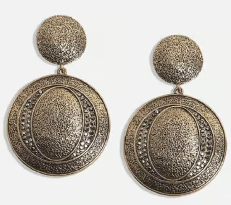 Circular Oxidized Earrings with Onyx Beads