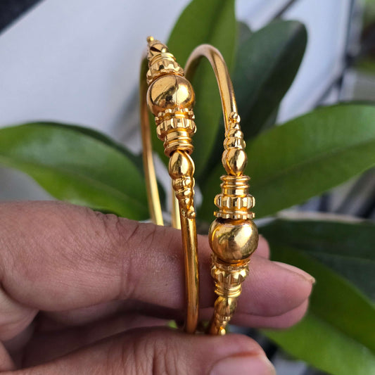 Classic Gold Finish Minimalist Kada Bangles for Women | Traditional Daily Wear Bracelet Pair