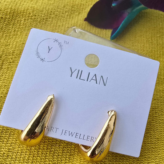 Anti Tarnish Gold Drop Hoop Earrings | Minimalist Everyday Jewelry
