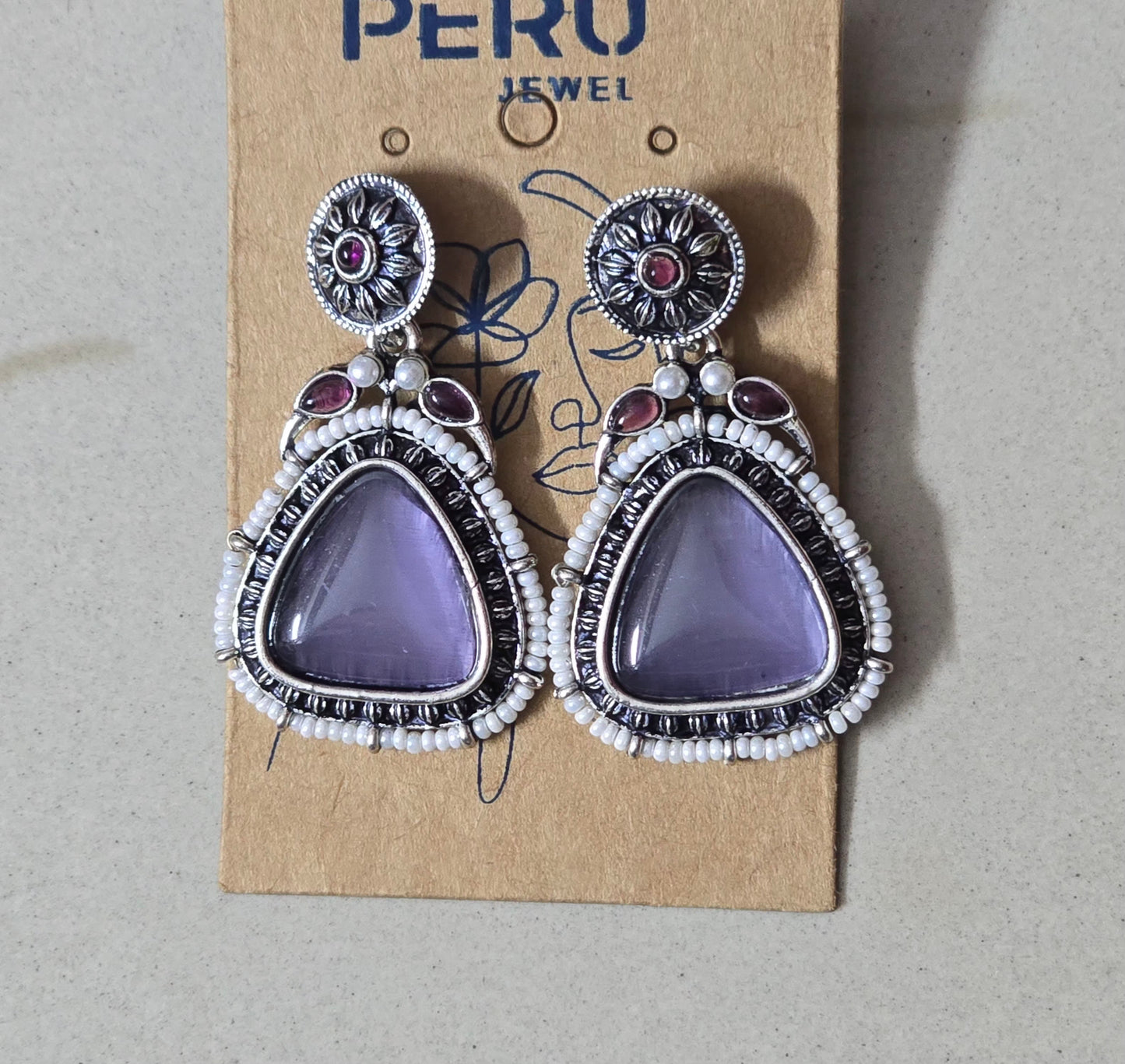 Lavender Bloom Boho Statement Earrings