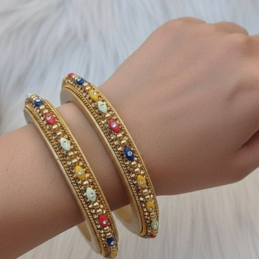Traditional Multicolor Bangles with Stone Work | Festive Jewelry