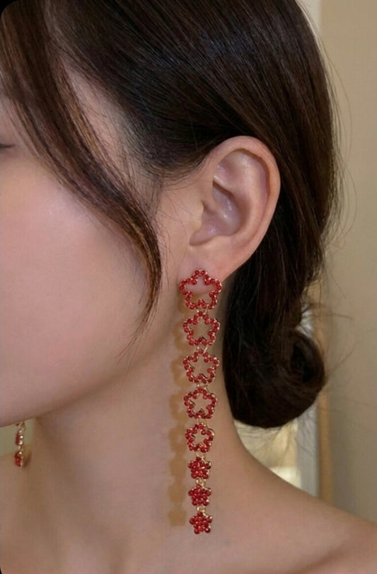 Multilayerwd Red Earrings