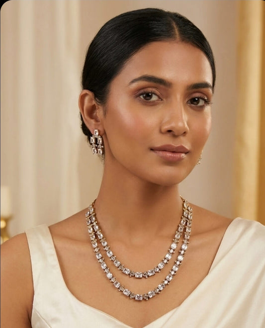 Two Layer Rhinestones Set in Antique Polish