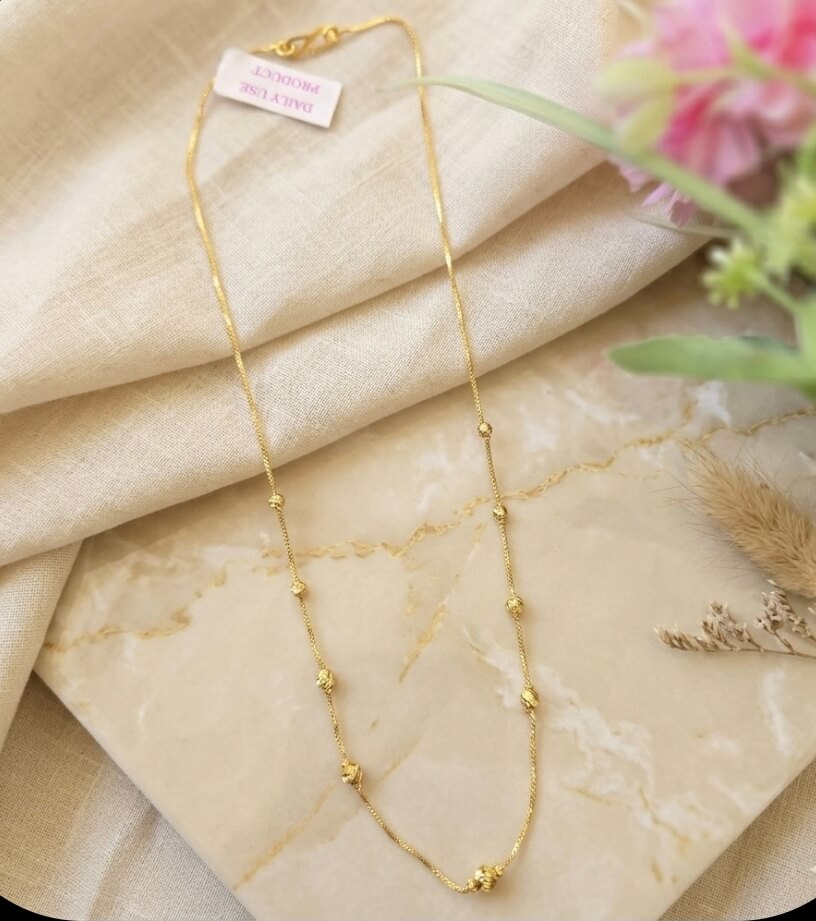 Celestial Gold Bead Anti-Tarnish Chain for Women | Daily Wear Necklace