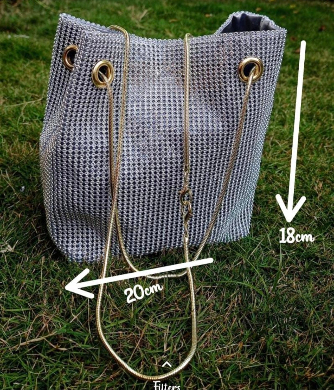 Silver Crystal Potli Bag for Women | Rhinestone Party Sling Bag with Chain Strap