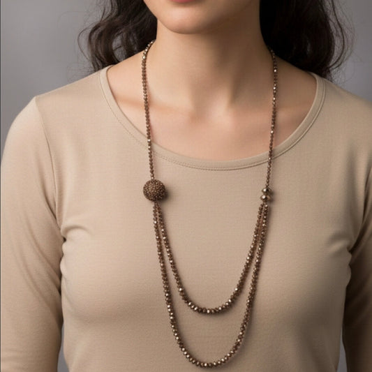 Shimmery Crystal Beaded Long Necklace