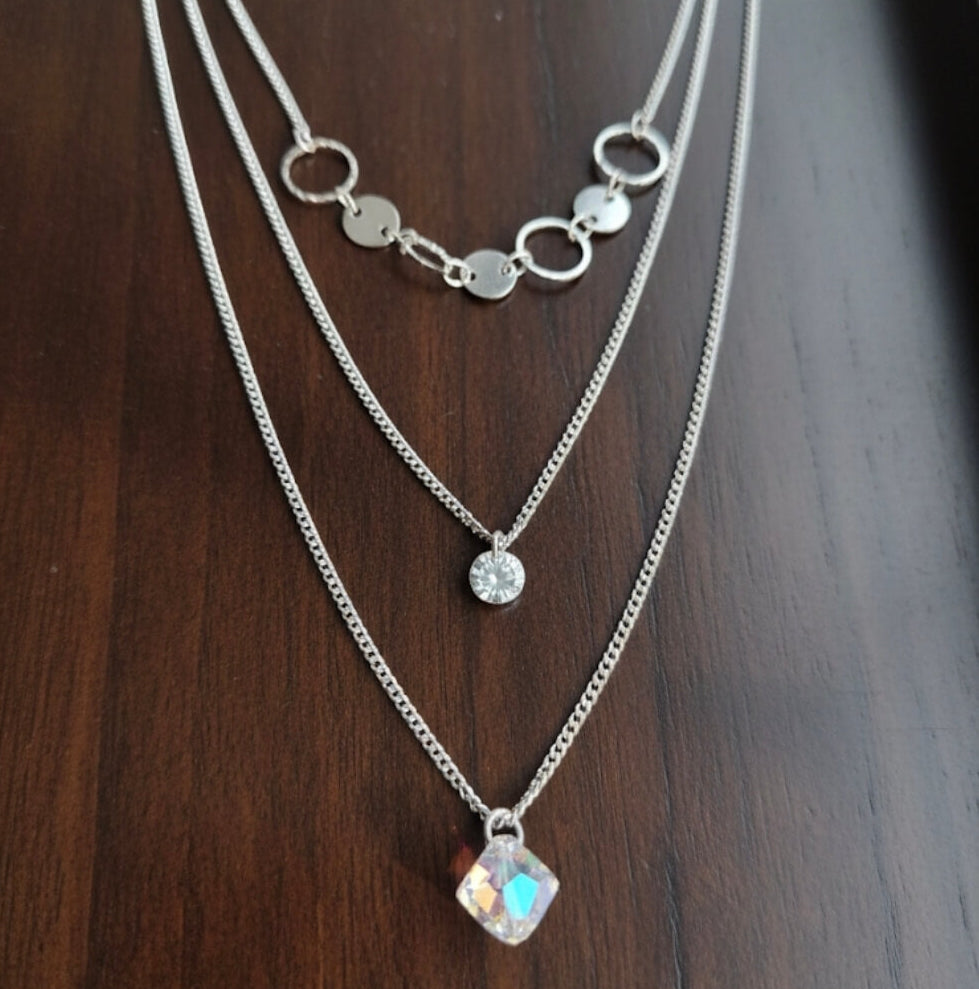 Triple Layered Neckpiece with Crystal