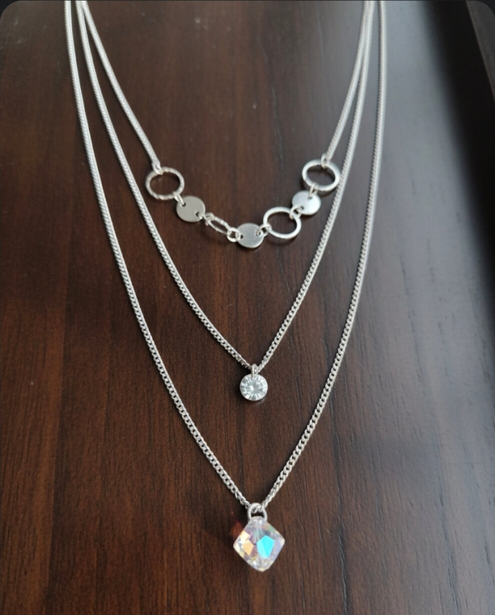 Triple Layered Neckpiece with Crystal