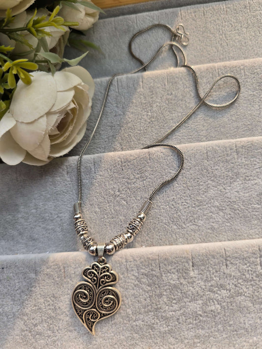 Oxidised Leaf Pendant Neckpiece