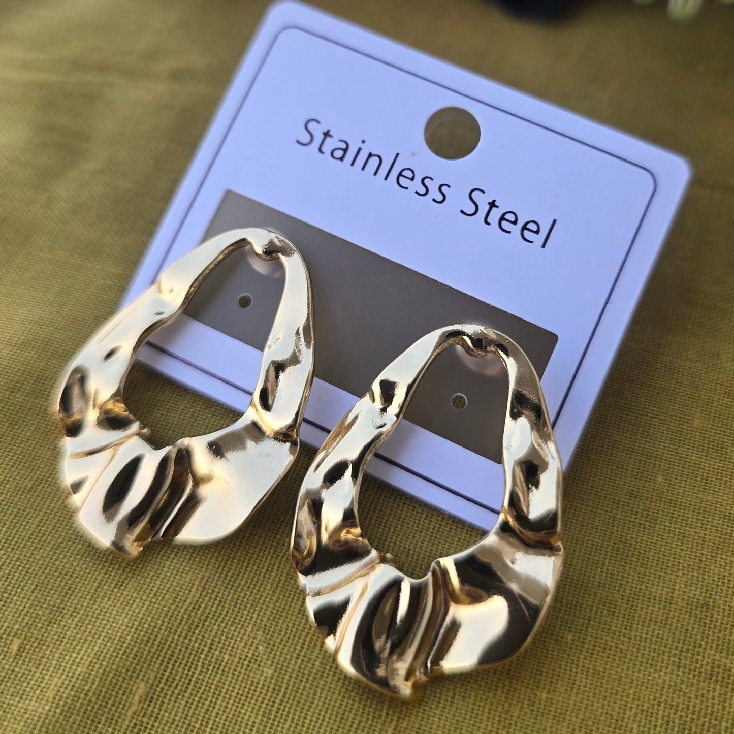 Anti Tarnish Gold Abstract Hoop Earrings | Modern Designer Jewelry