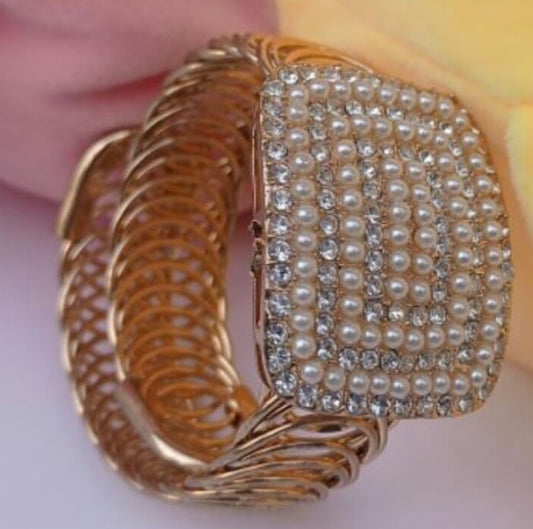 Cuff Bracelet with Pearls & Stones