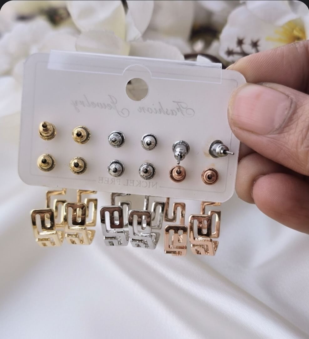 Hoops & Studs Set in three tones
