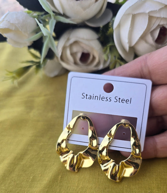 Golden Contemporary Drop Earrings