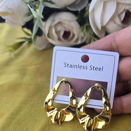 Anti Tarnish Gold Abstract Hoop Earrings | Modern Designer Jewelry