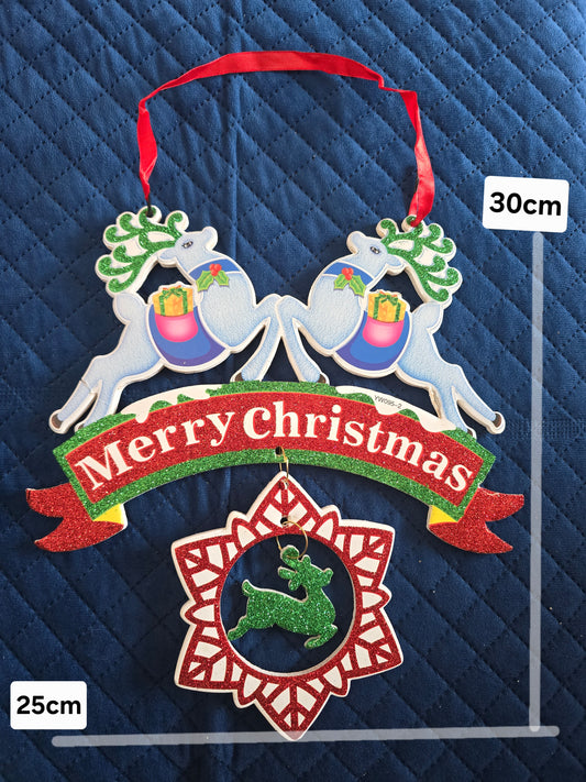Merry Christmas Reindeer Wall Hanging Decoration