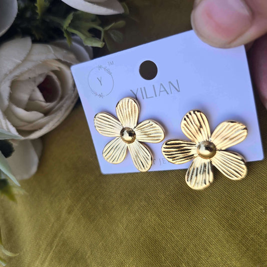 Anti Tarnish Floral Stud Earrings | Gold Finish Everyday Jewelry