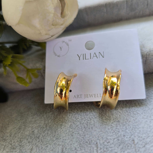 Anti Tarnish Chunky Gold Semi Hoop Earrings | Everyday Fashion Jewelry