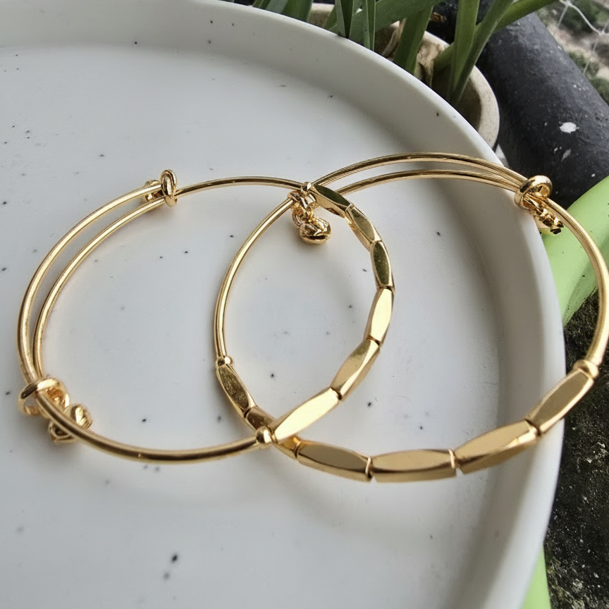 Elegant Gold Finish Adjustable Bangles | Stylish Daily & Party Wear Bangles