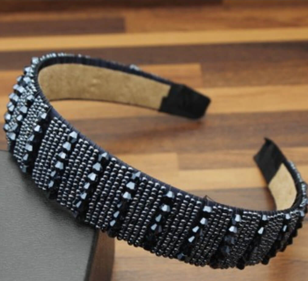 Crystal Beaded Broad Hairbands