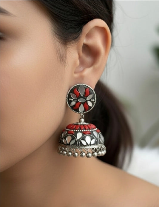 Big Jhumkas with Mirror Work